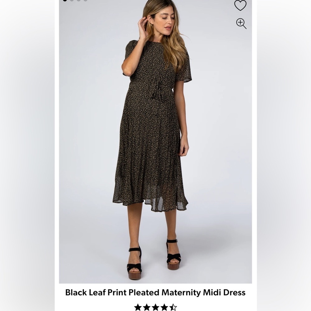 Maternity Midi Black Printed Dress